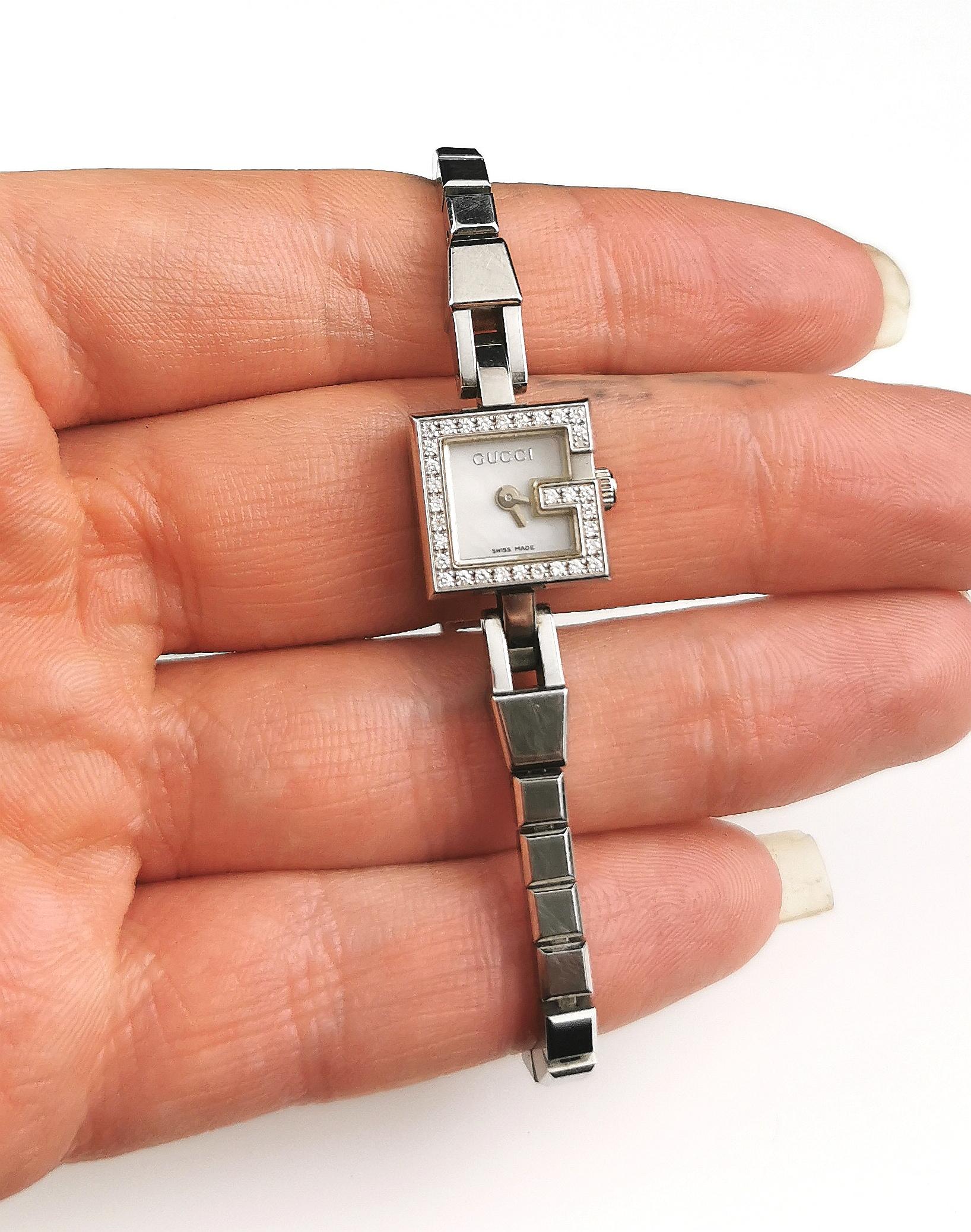 Vintage Gucci Mini G ladies diamante watch, wristwatch  4