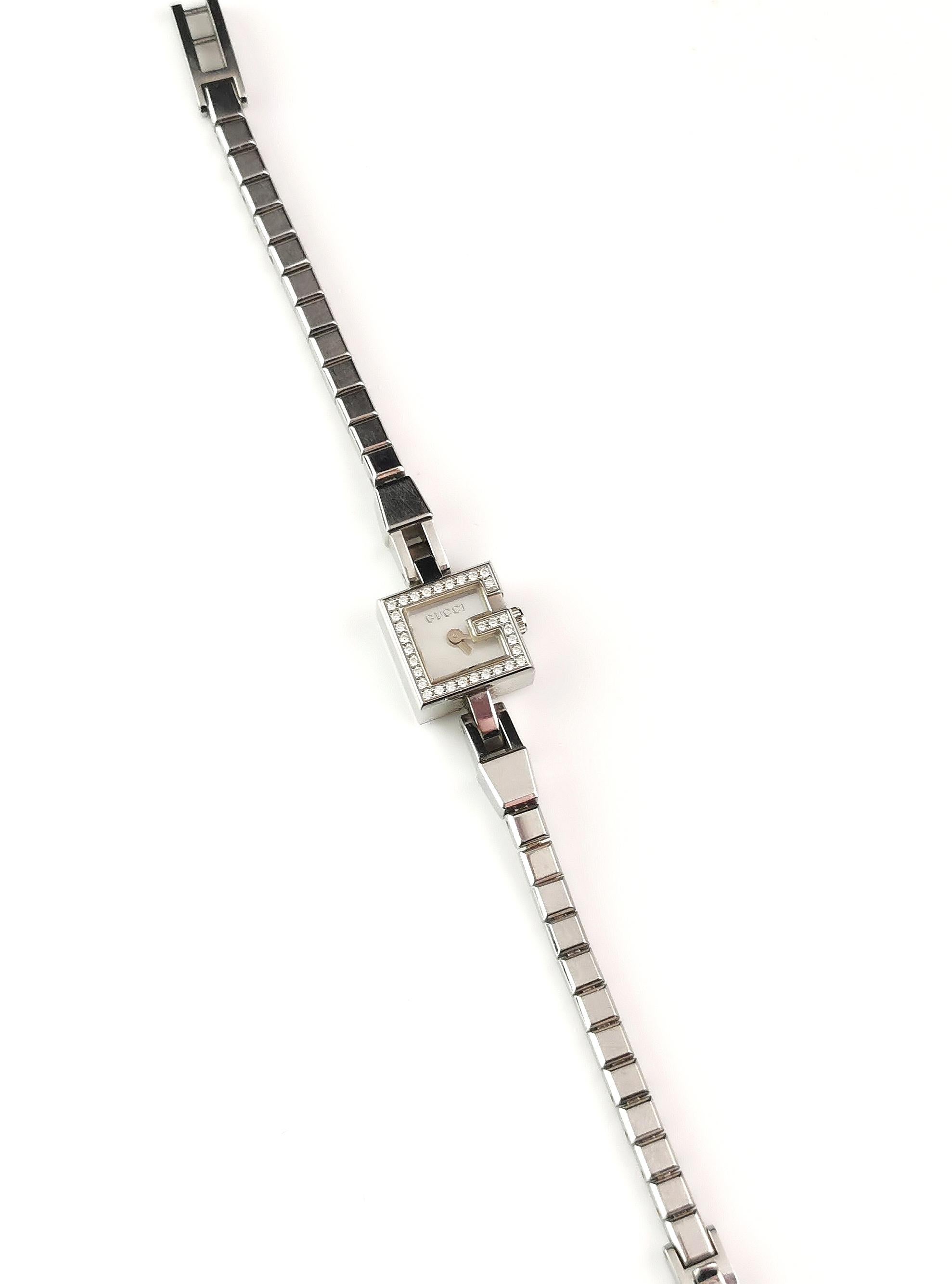 Vintage Gucci Mini G ladies diamante watch, wristwatch  7