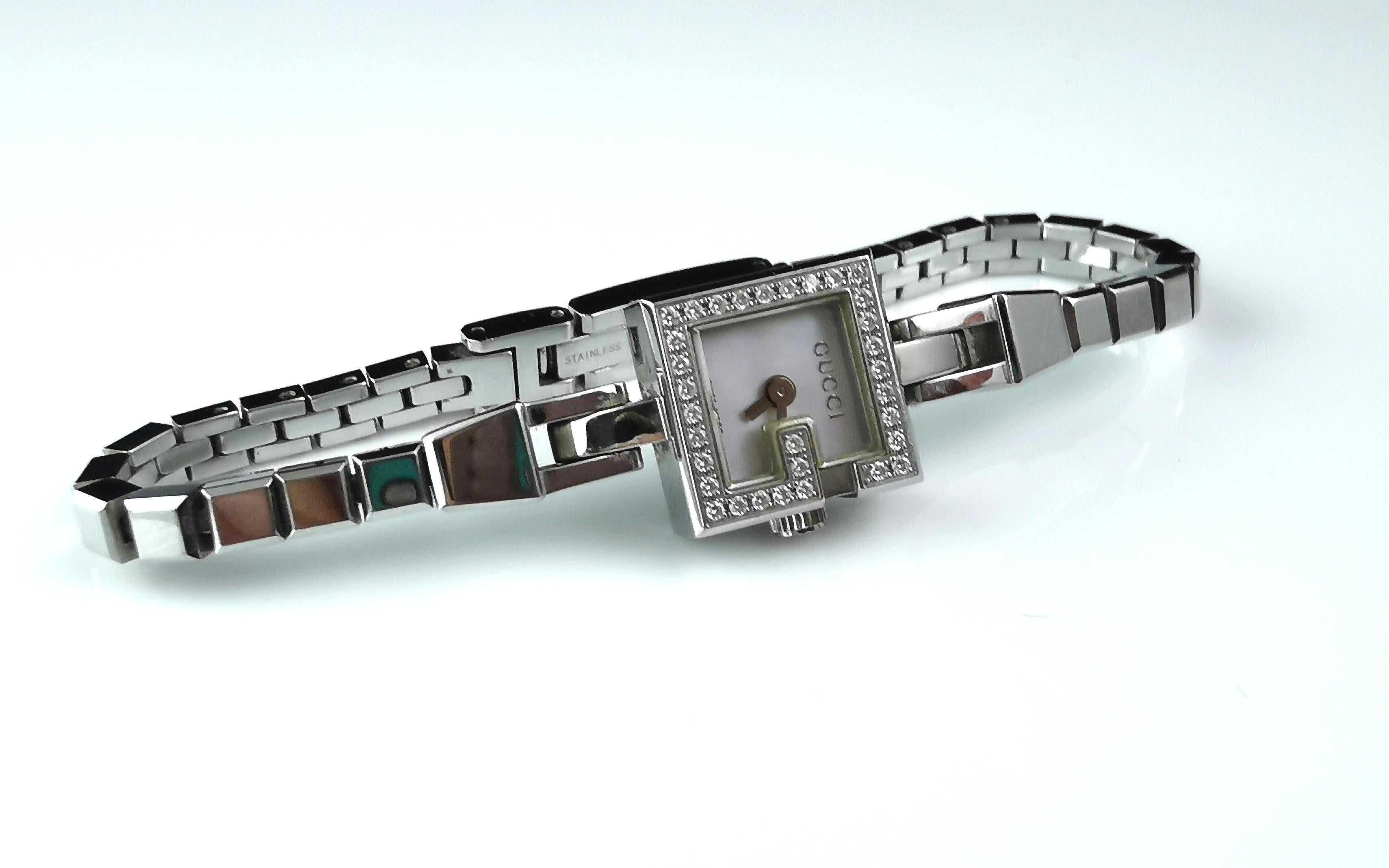 Gucci Mini G Damen-Diamant-Armbanduhr, Armbanduhr, Vintage  4