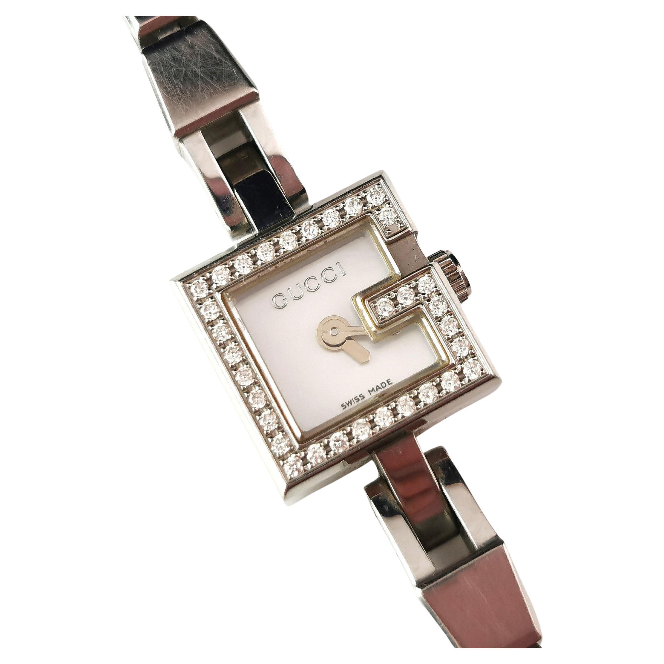 Gucci Mini G Damen-Diamant-Armbanduhr, Armbanduhr, Vintage 