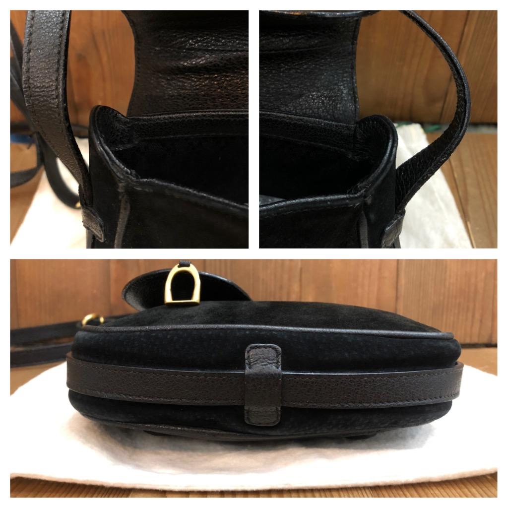1990s Vintage GUCCI Mini Nubuck Leather Saddle Crossbody Bag Black  1