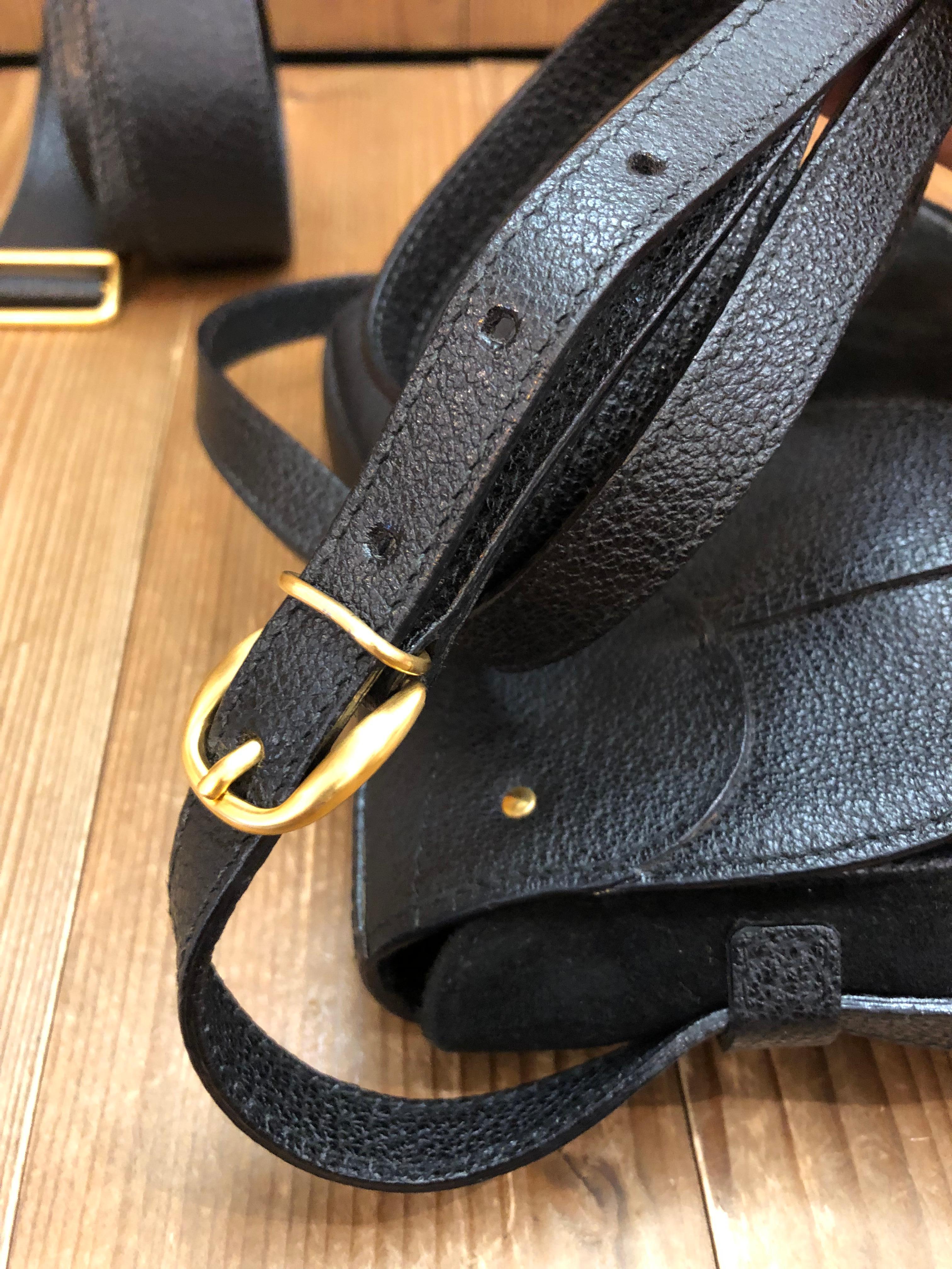 1990s Vintage GUCCI Mini Nubuck Leather Two-Way Saddle Crossbody Belt Bag Black  6