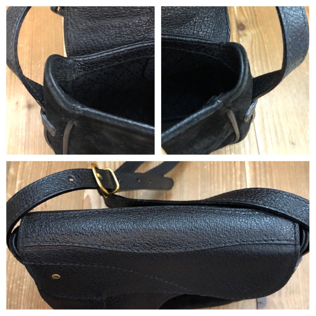 1990s Vintage GUCCI Mini Nubuck Leather Two-Way Saddle Crossbody Belt Bag Black  2