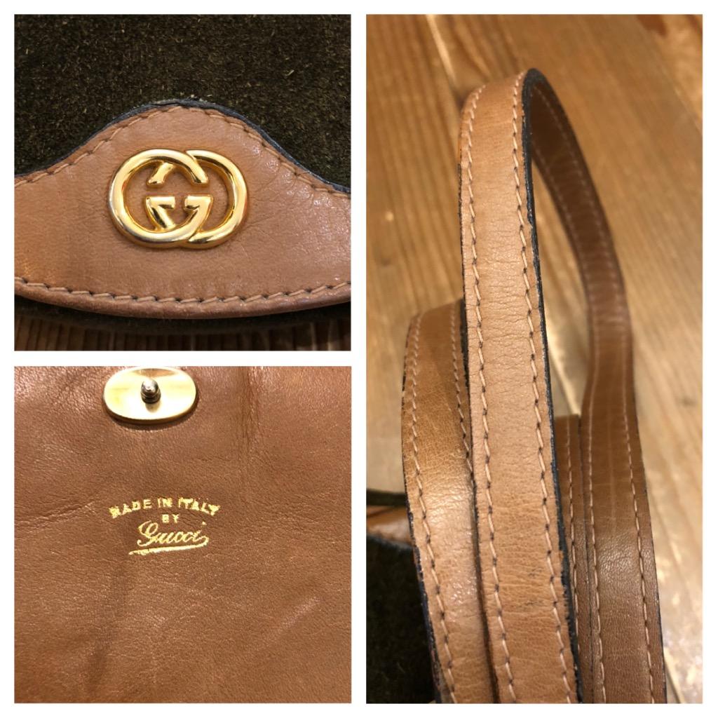 Vintage GUCCI Mini Suede Leather Crossbody Bag Brown 3