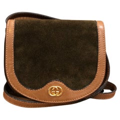 Vintage GUCCI Mini Suede Leather Crossbody Bag Brown