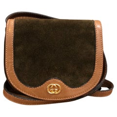 Vintage GUCCI Mini Suede Leather Crossbody Bag Marrón