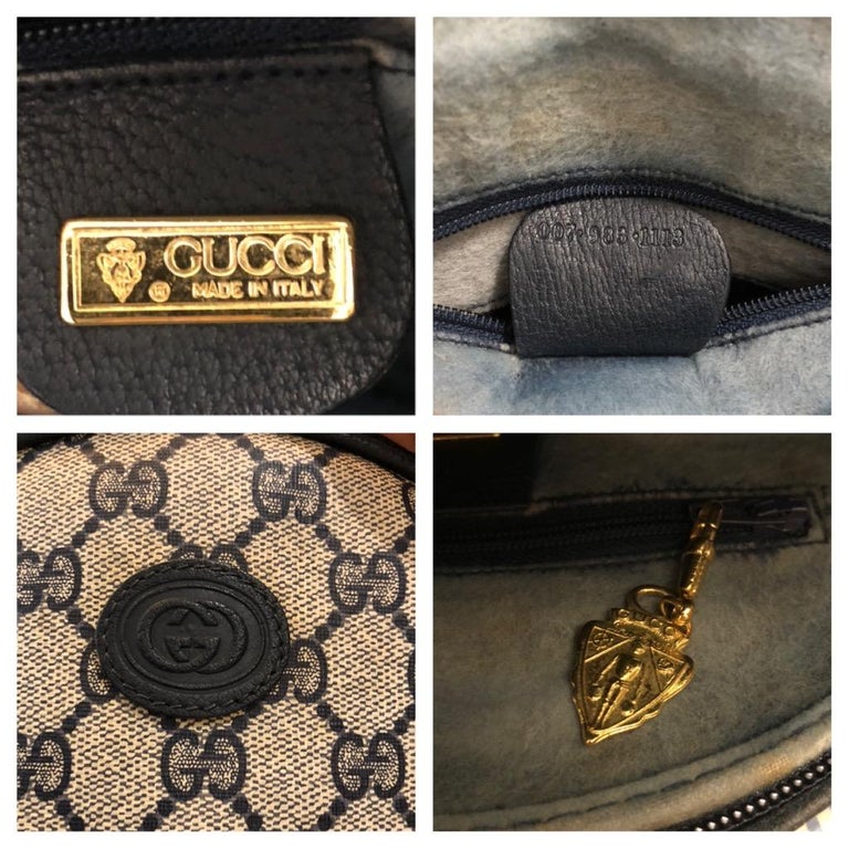 Vintage GUCCI Monogram Canvas Crossbody Bag Navy For Sale at 1stDibs