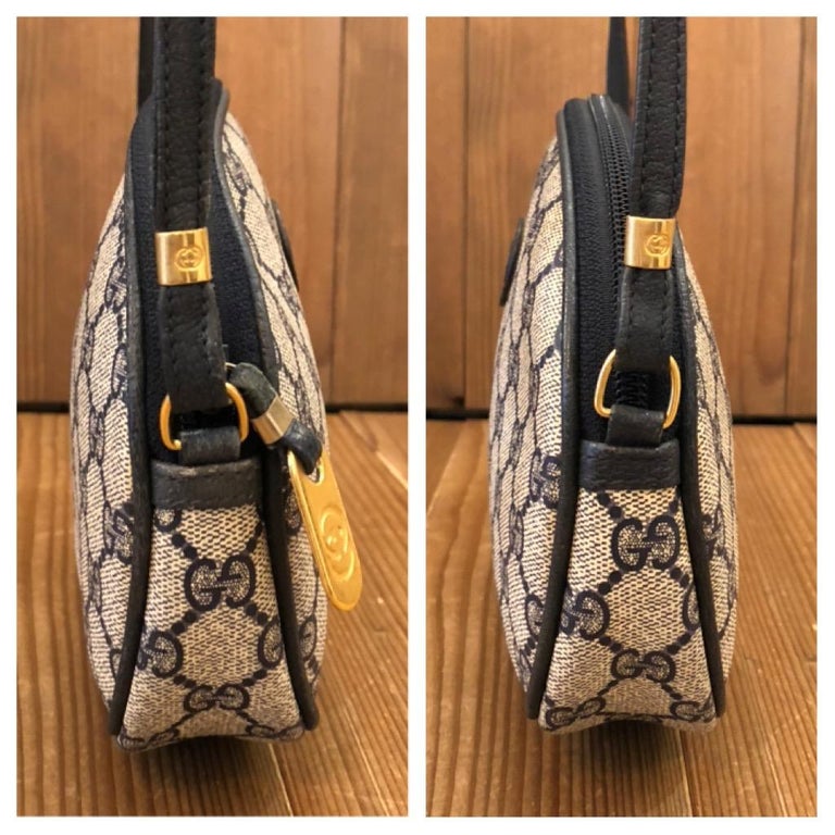 Vintage GUCCI Monogram Canvas Crossbody Bag Navy For Sale at 1stDibs