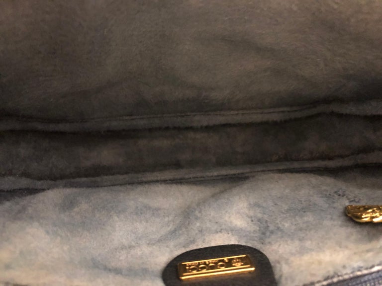 Vintage GUCCI Monogram Canvas Crossbody Bag Navy For Sale at 1stDibs