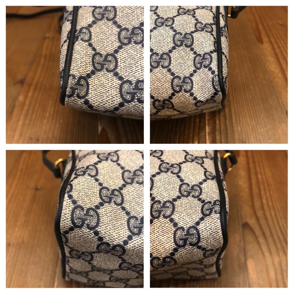 Vintage GUCCI Monogram Canvas Triangle Crossbody Bag Navy In Good Condition For Sale In Bangkok, TH