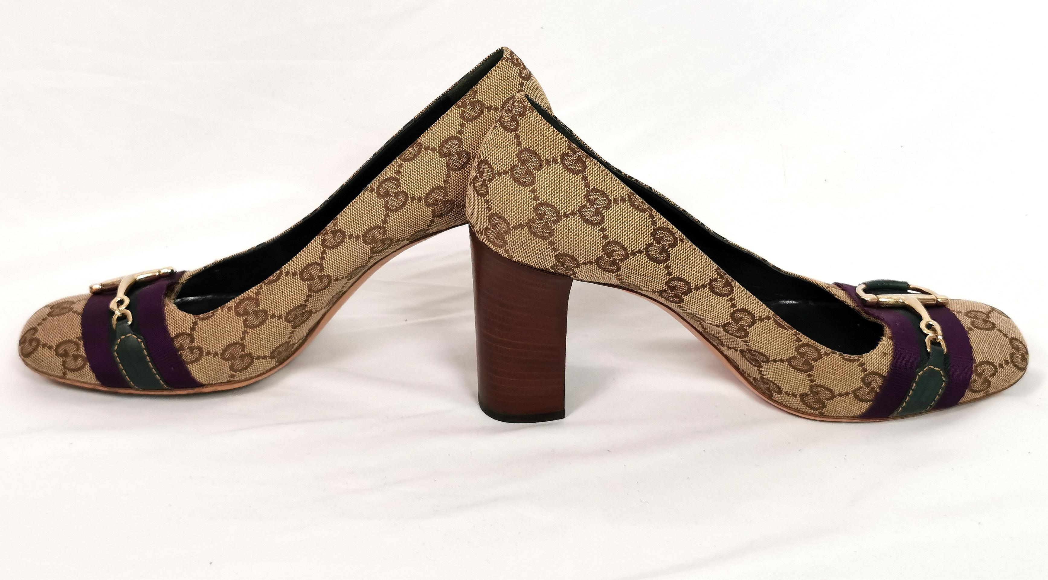 Vintage Gucci monogram horsebit shoes, Heeled pumps  8