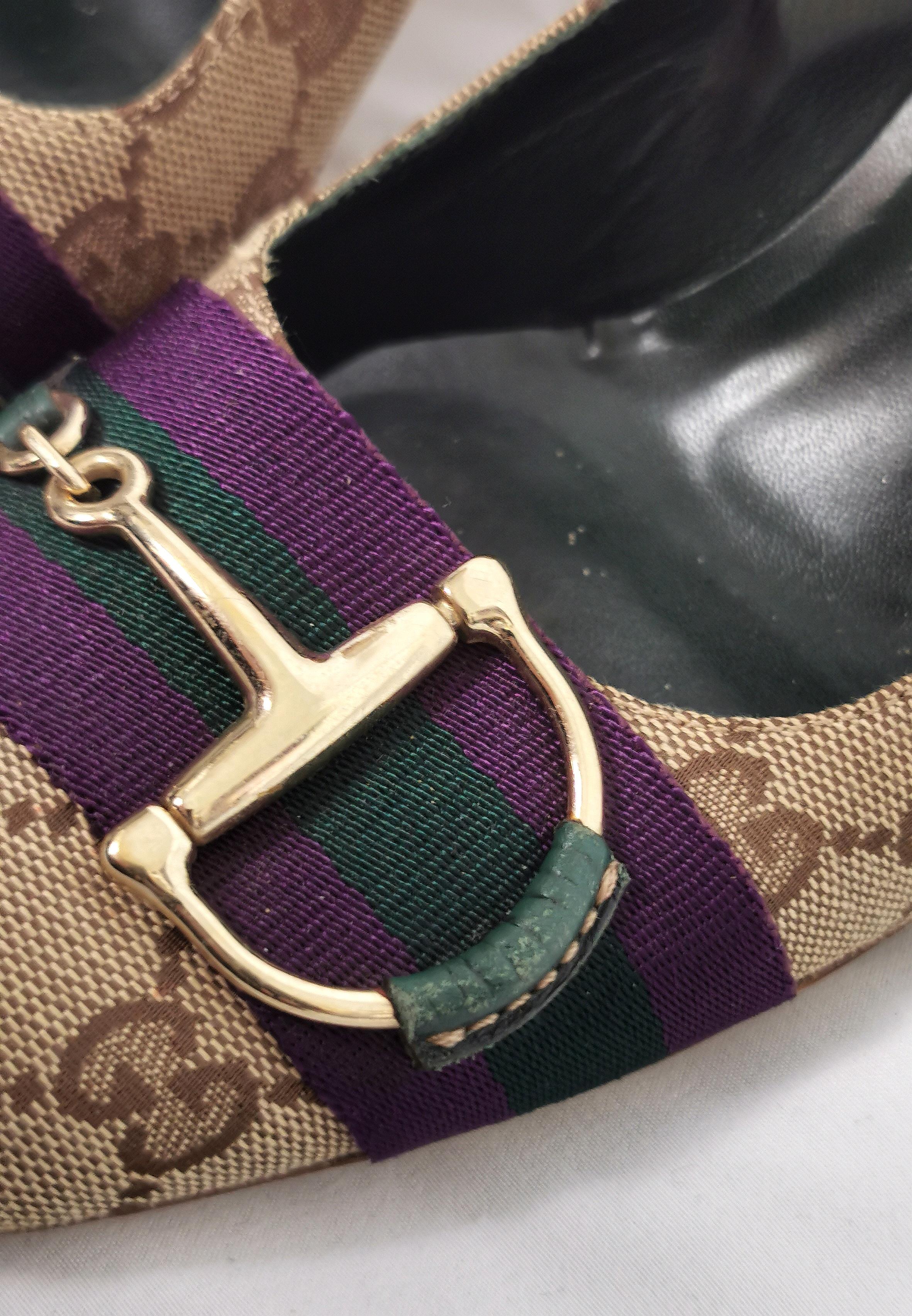 Vintage Gucci monogram horsebit shoes, Heeled pumps  1
