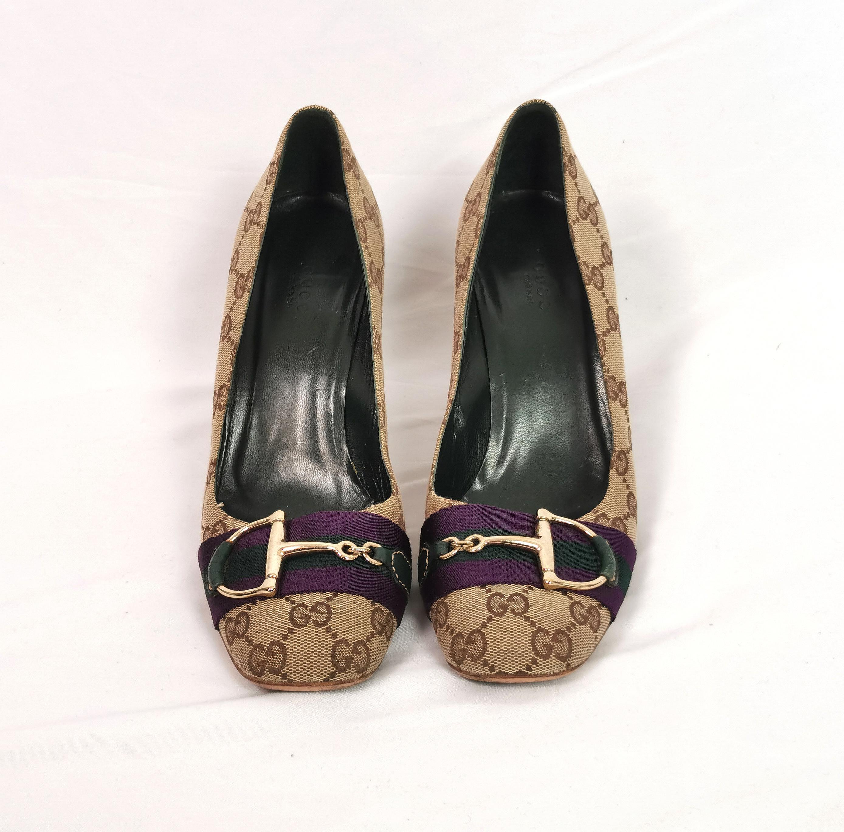 Vintage Gucci monogram horsebit shoes, Heeled pumps  2