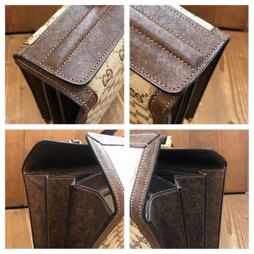 Vintage GUCCI Monogram Jacquard Compact Briefcase Brown Small en vente 4