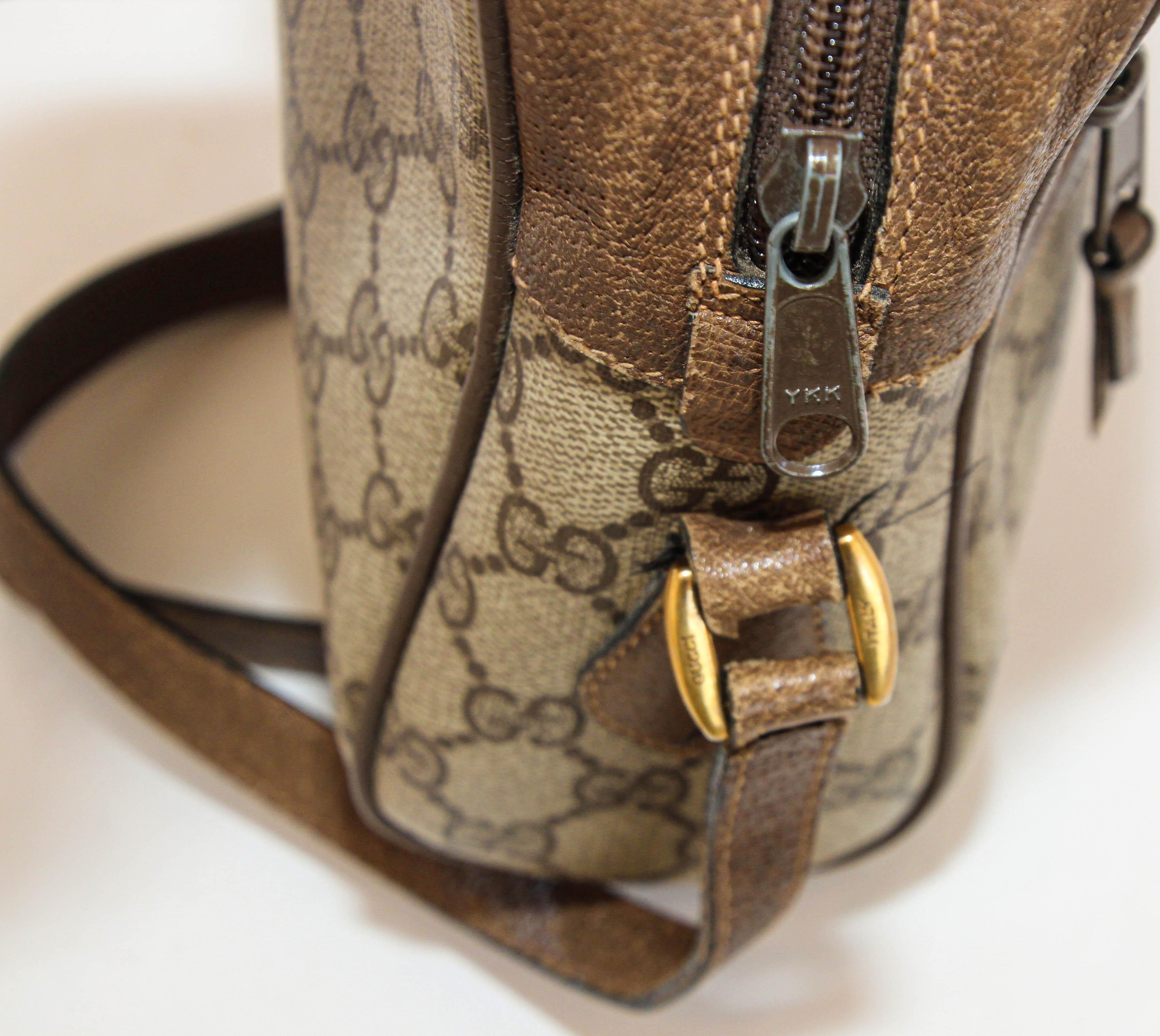 Brown Vintage GUCCI Monogram Ophidia Web GG Supreme Shoulder Crossbody Bag For Sale