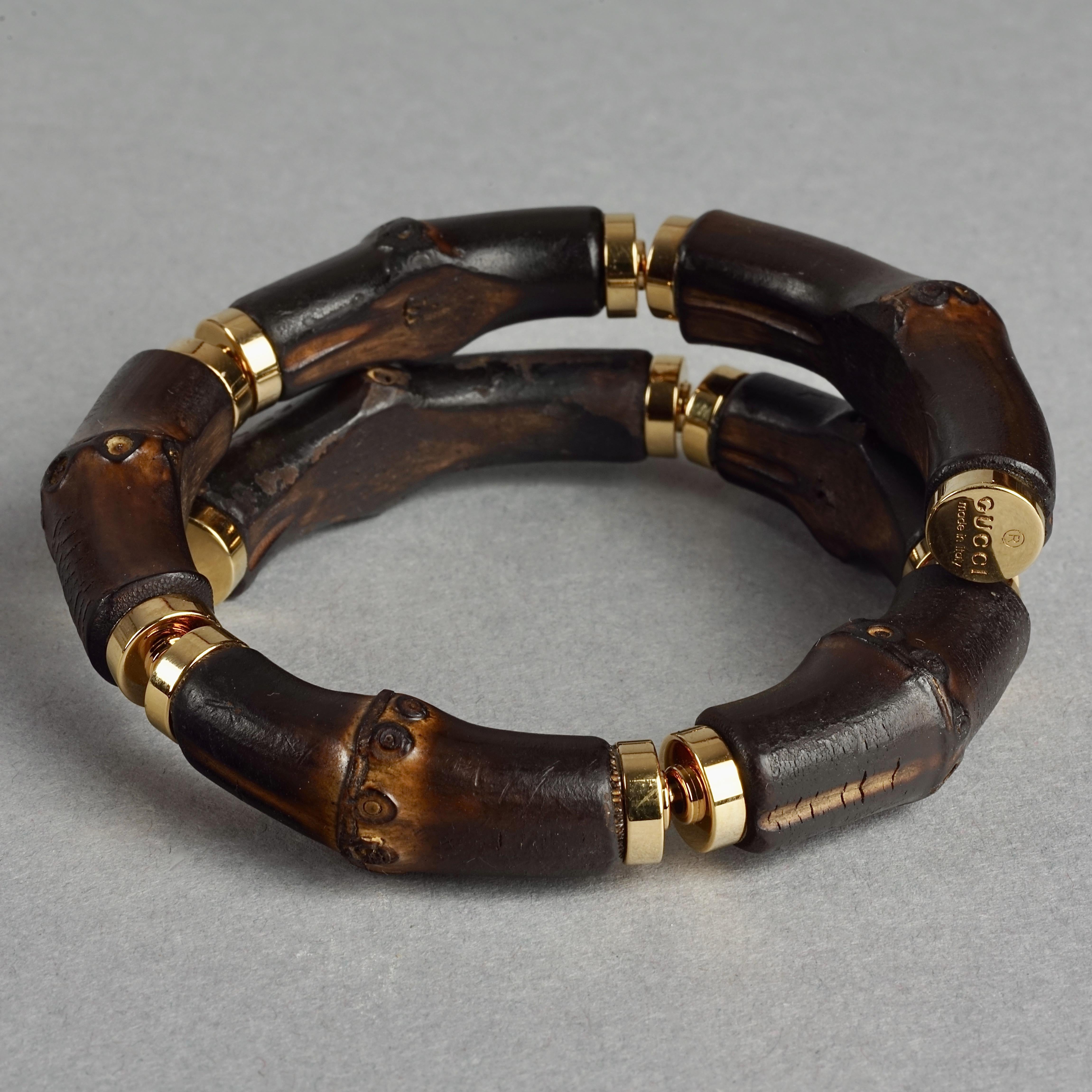 Women's Vintage GUCCI Natural Bamboo Rigid Bangle Bracelet
