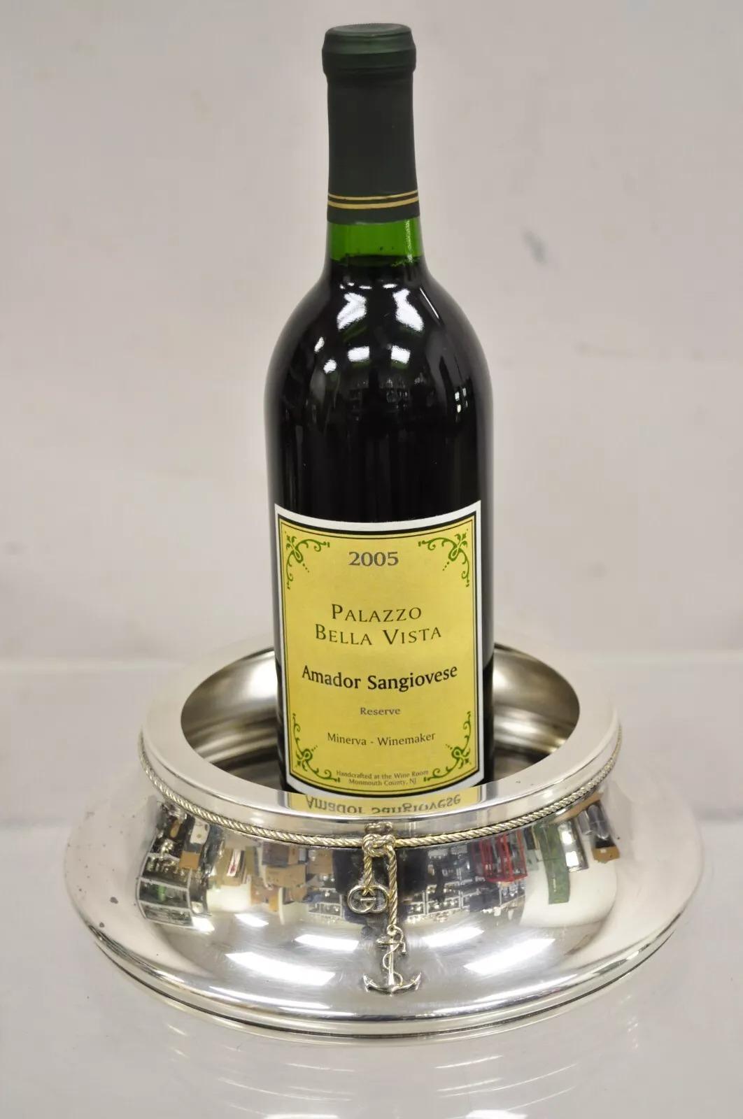 Unknown Vintage Gucci Nautical Ship Anchor Modern Silver Plated Champagne Bottle Coaster