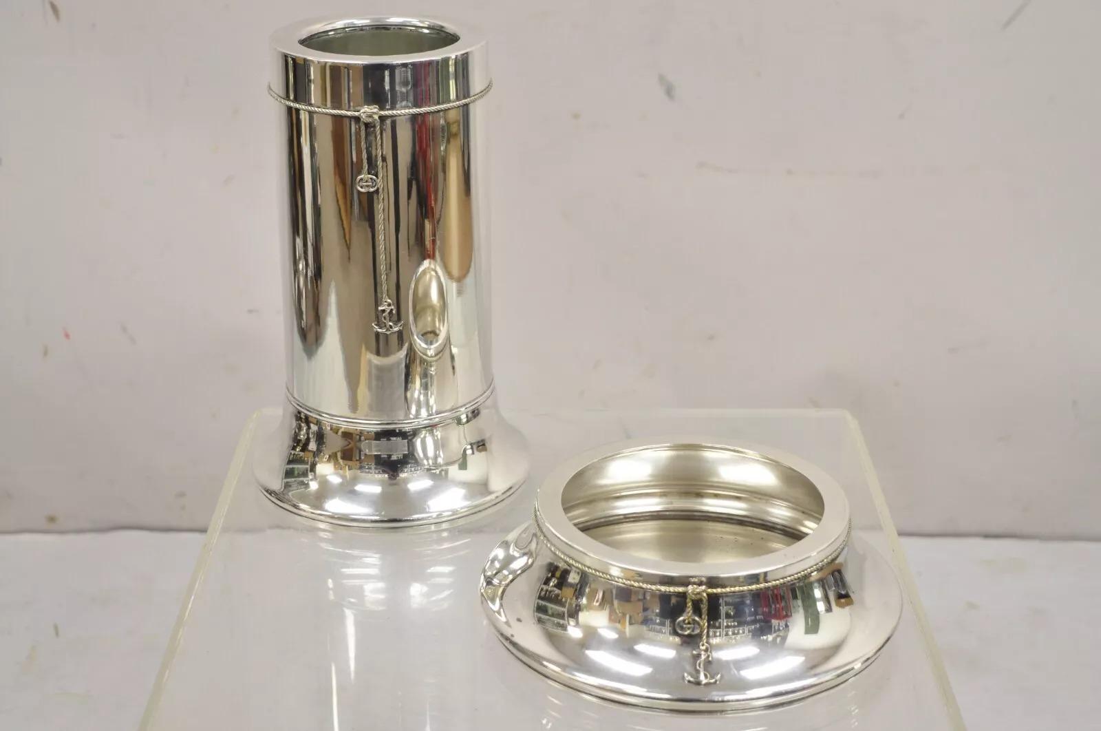 Seau à vin et champagne vintage Gucci Nautical Ship Anchor plaqué argent 5