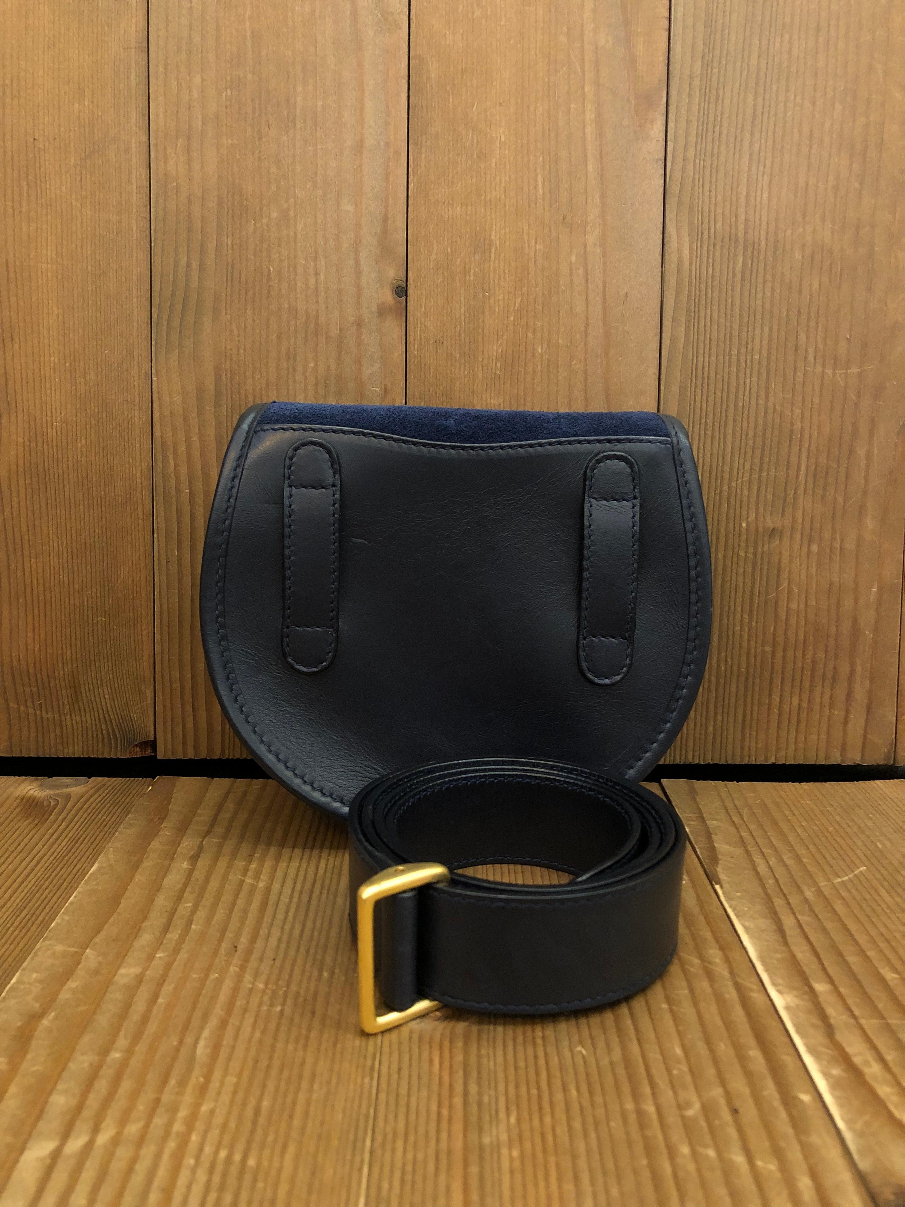 Women's or Men's Vintage GUCCI Navy Suede Horsebit Belt Bag