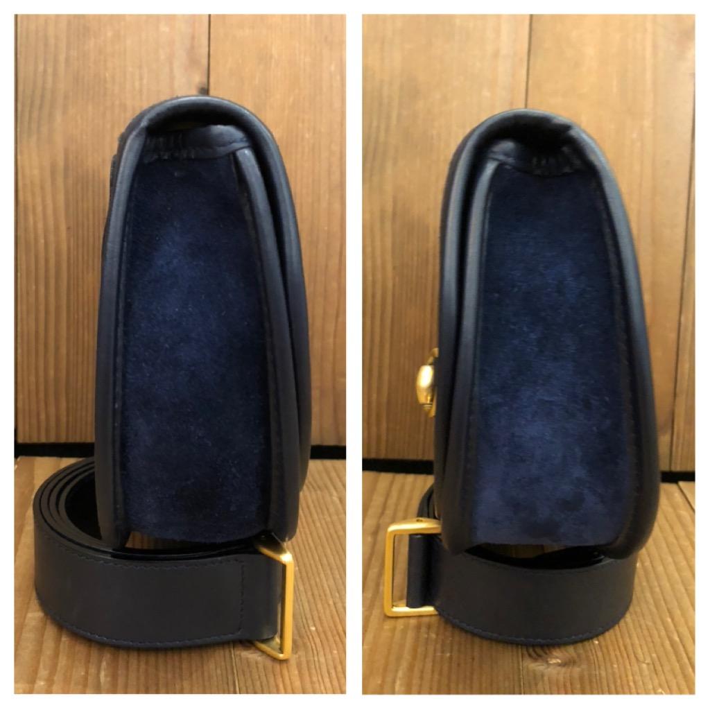 Vintage GUCCI Navy Suede Horsebit Belt Bag 1