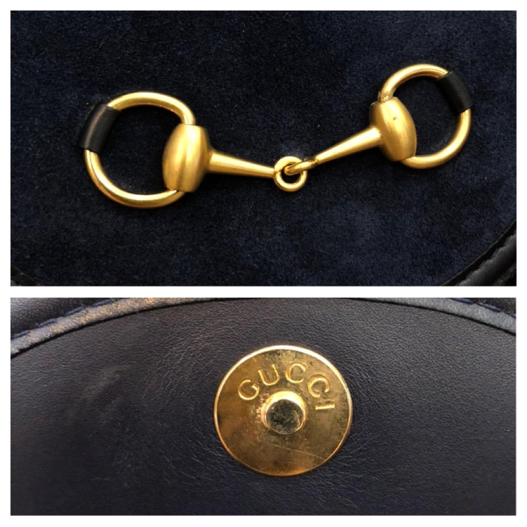 Vintage GUCCI Navy Suede Horsebit Belt Bag 4