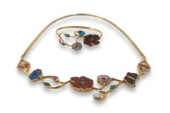 Vintage Gucci Necklace and Bracelet, Pietra Dura Jewelry, circa 1970