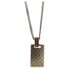 Collar vintage GUCCI. Colgante Diamantissima Gucci Logo Plata de Ley