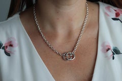 Vintage GUCCI Necklace. Double G Gucci Logo Sterling Silver Pendant