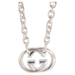 Vintage GUCCI Necklace. Double G Gucci Logo Sterling Silver Pendant