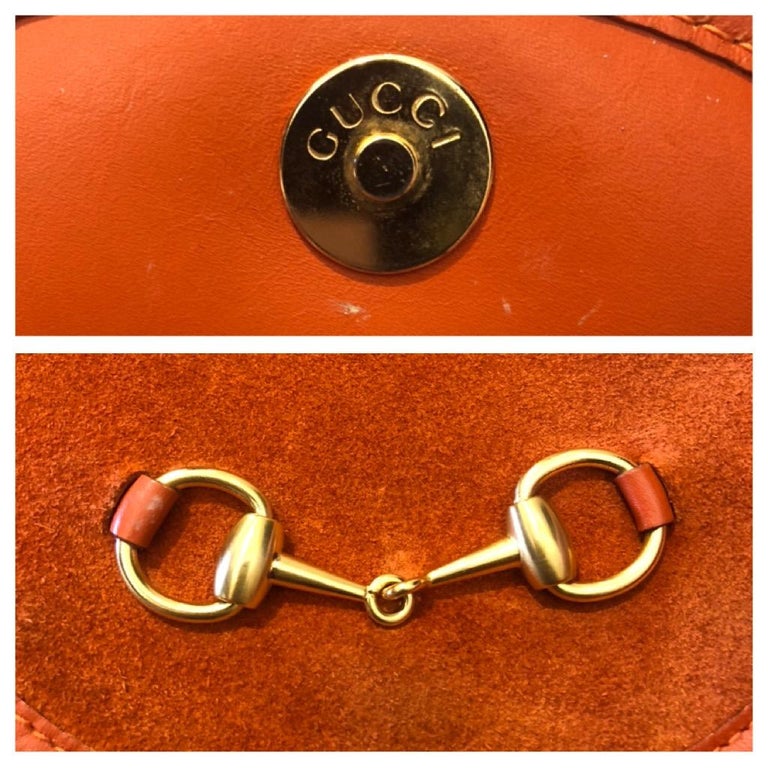 Vintage GUCCI Orange Suede Horsebit Belt Bag For Sale at 1stDibs