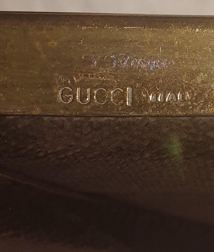 Vintage GUCCI Photo Frame in Brass with Brown Velvet back and Silk Moire Lining For Sale 4