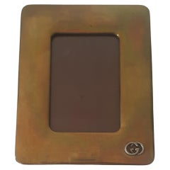 Retro GUCCI Photo Frame in Brass with Brown Velvet back and Silk Moiree Lining