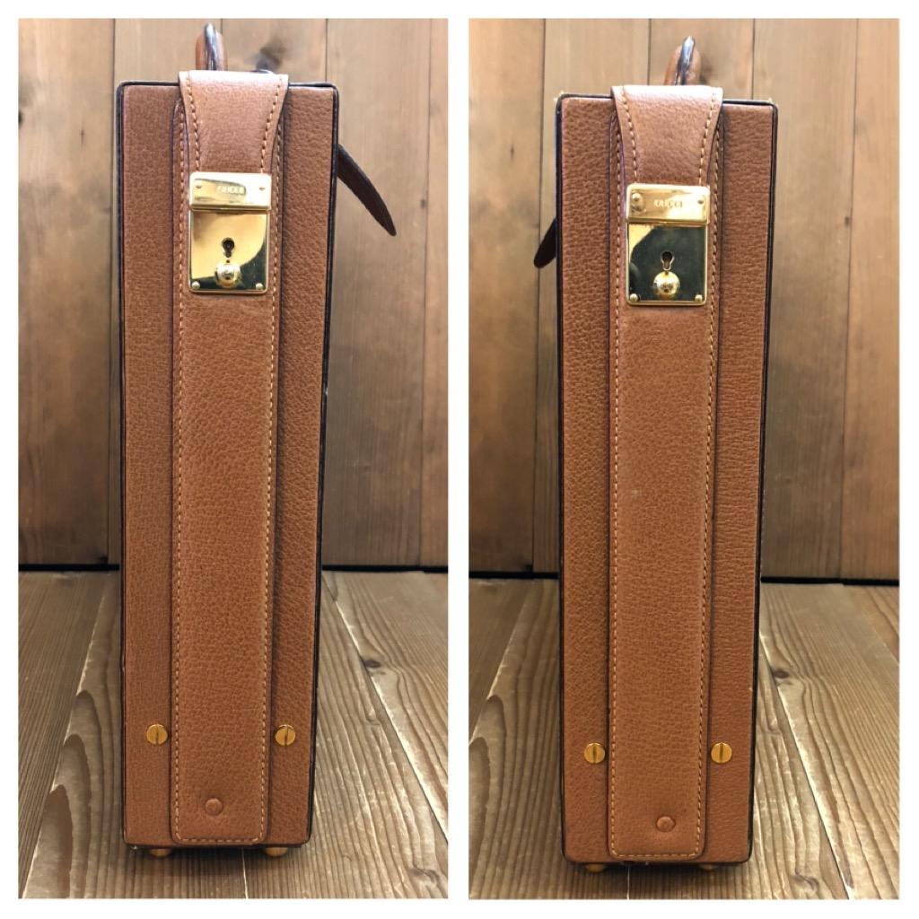 Brown Vintage GUCCI Leather Briefcase Trunk Attaché Bag Caramel Pigskin 