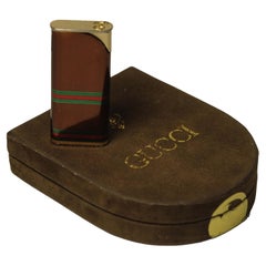 Vintage Gucci Pocket Cigarette Lighter With The Ubiquitous Stripes In Gucci Box