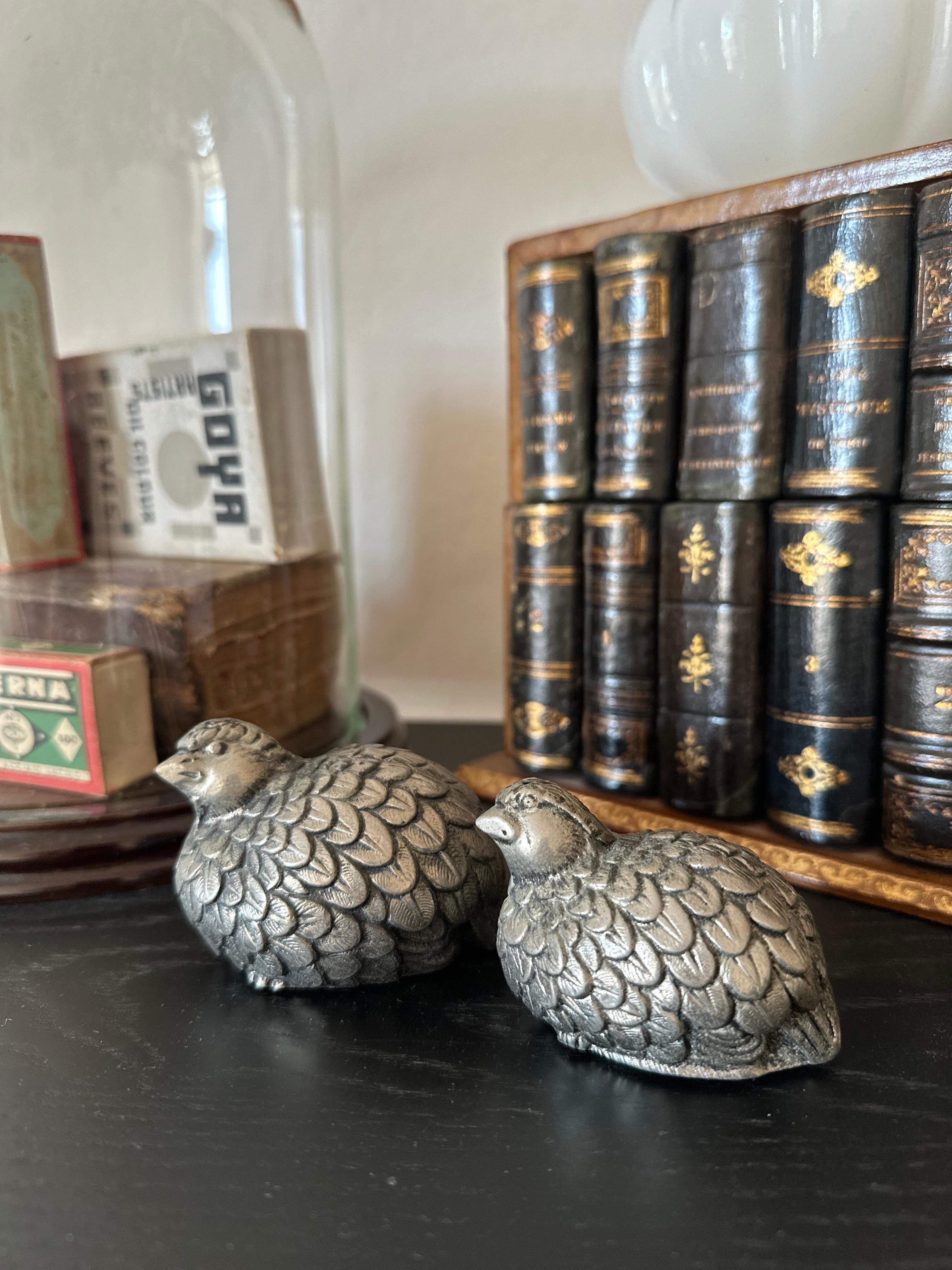 Vintage Gucci Quail Salt and Pepper Shakers in Silver Tone, Italy 1970s For Sale 4