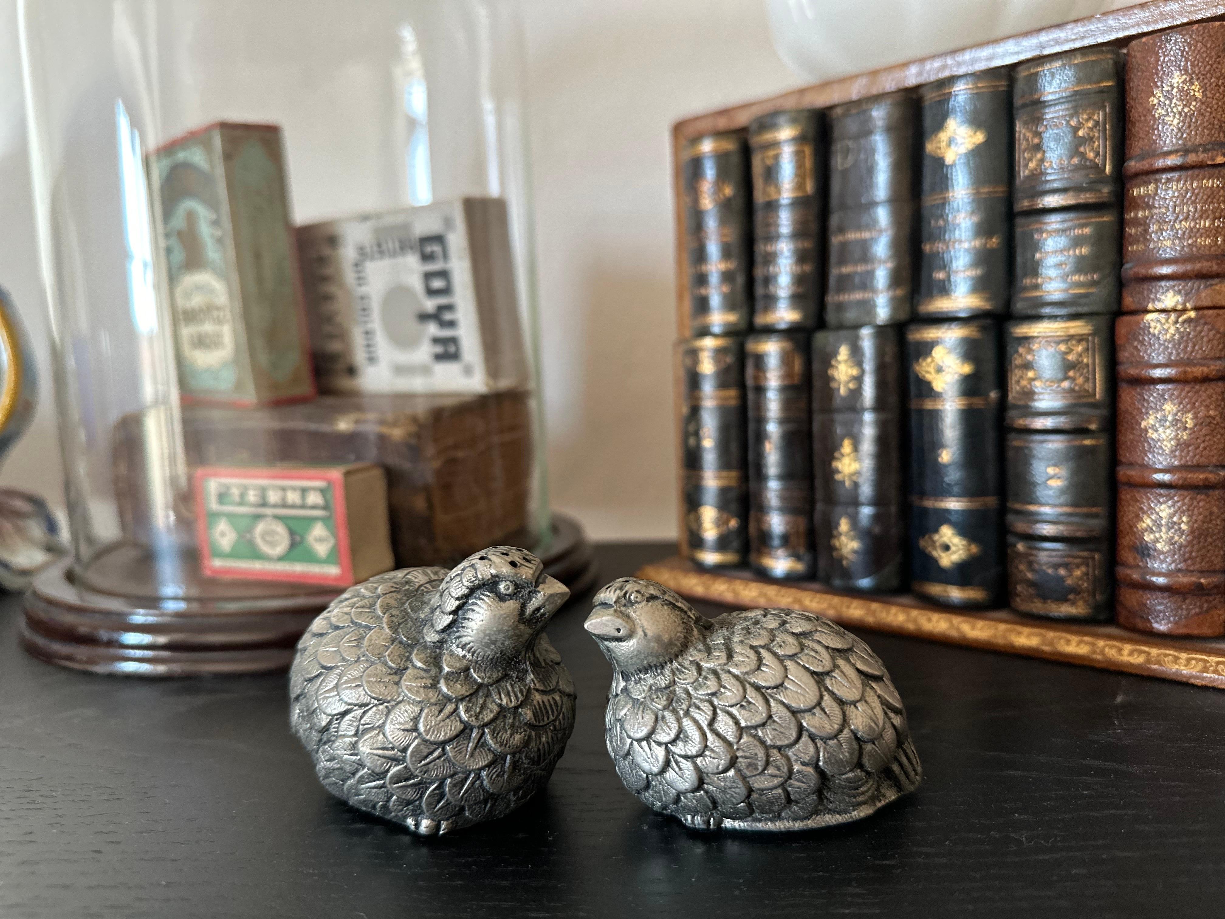 Vintage Gucci Quail Salt and Pepper Shakers in Silver Tone, Italy 1970s For Sale 5