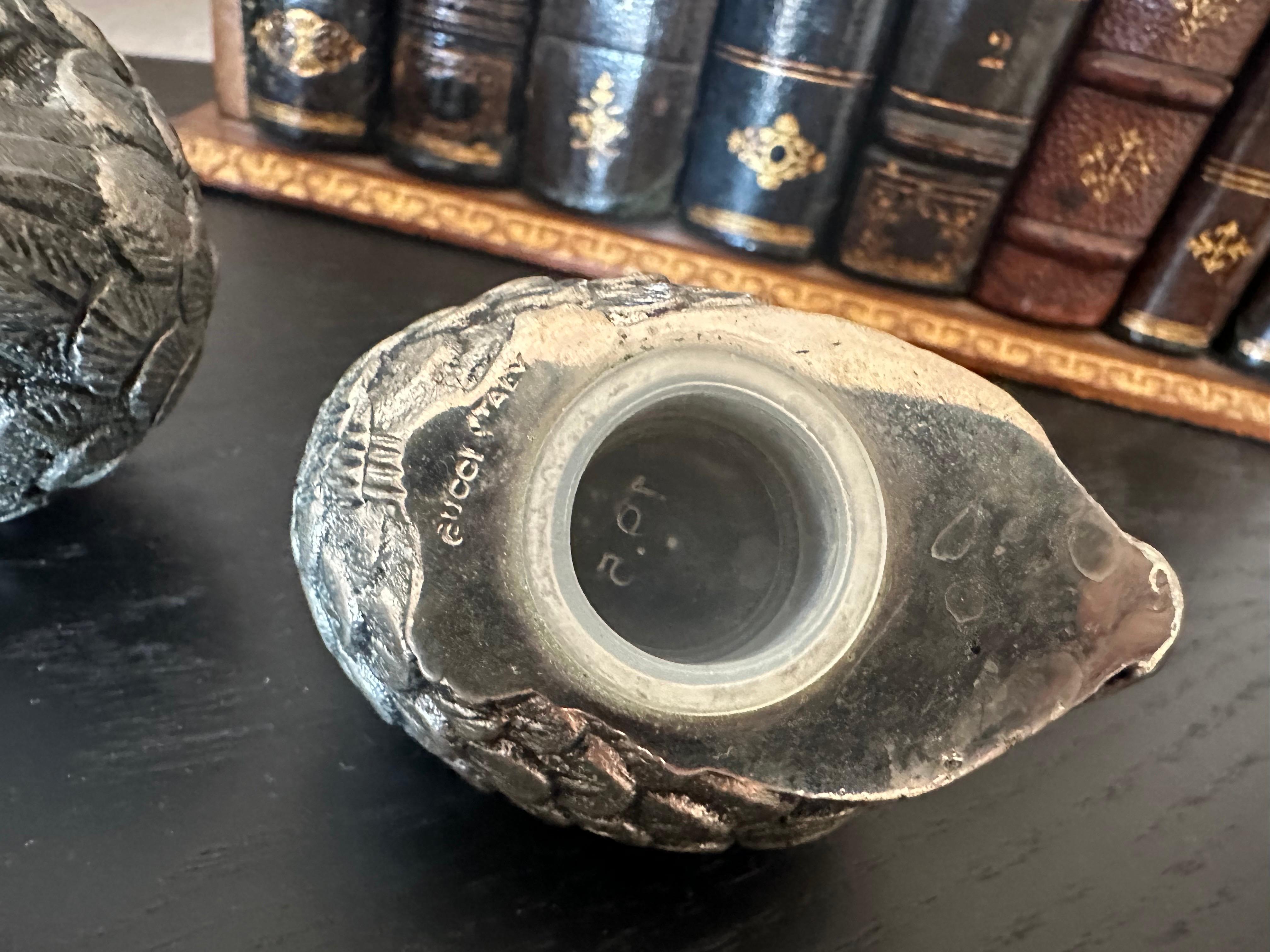 Vintage Gucci Quail Salt and Pepper Shakers in Silver Tone, Italy 1970s For Sale 1