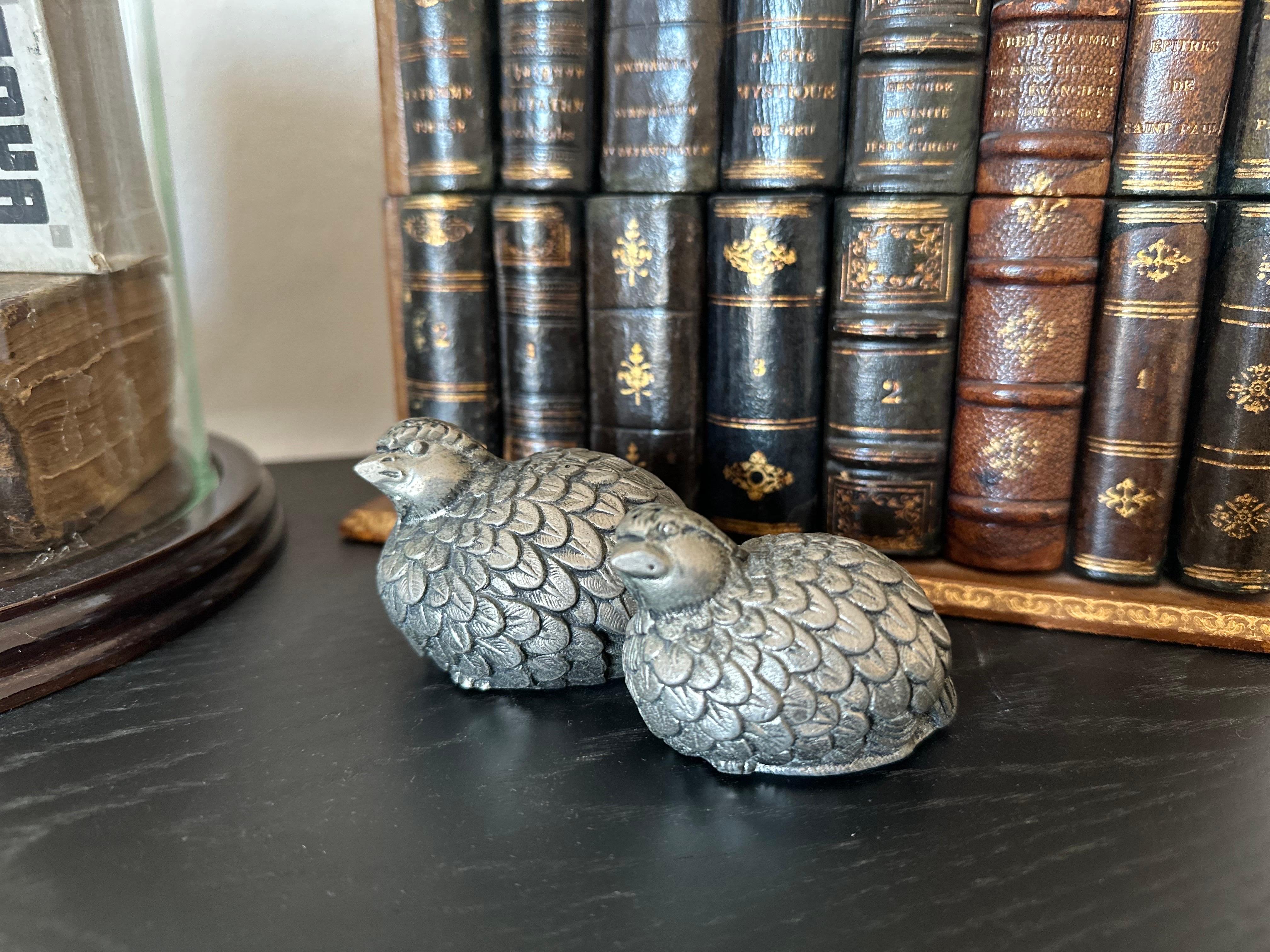 Vintage Gucci Quail Salt and Pepper Shakers in Silver Tone, Italy 1970s For Sale 2