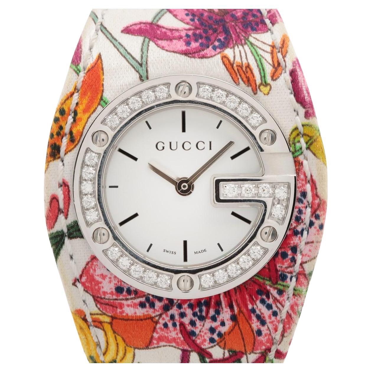 GUCCI Montre vintage à quartz 104 Gucci Diamonds and Flower Colorful Ladies