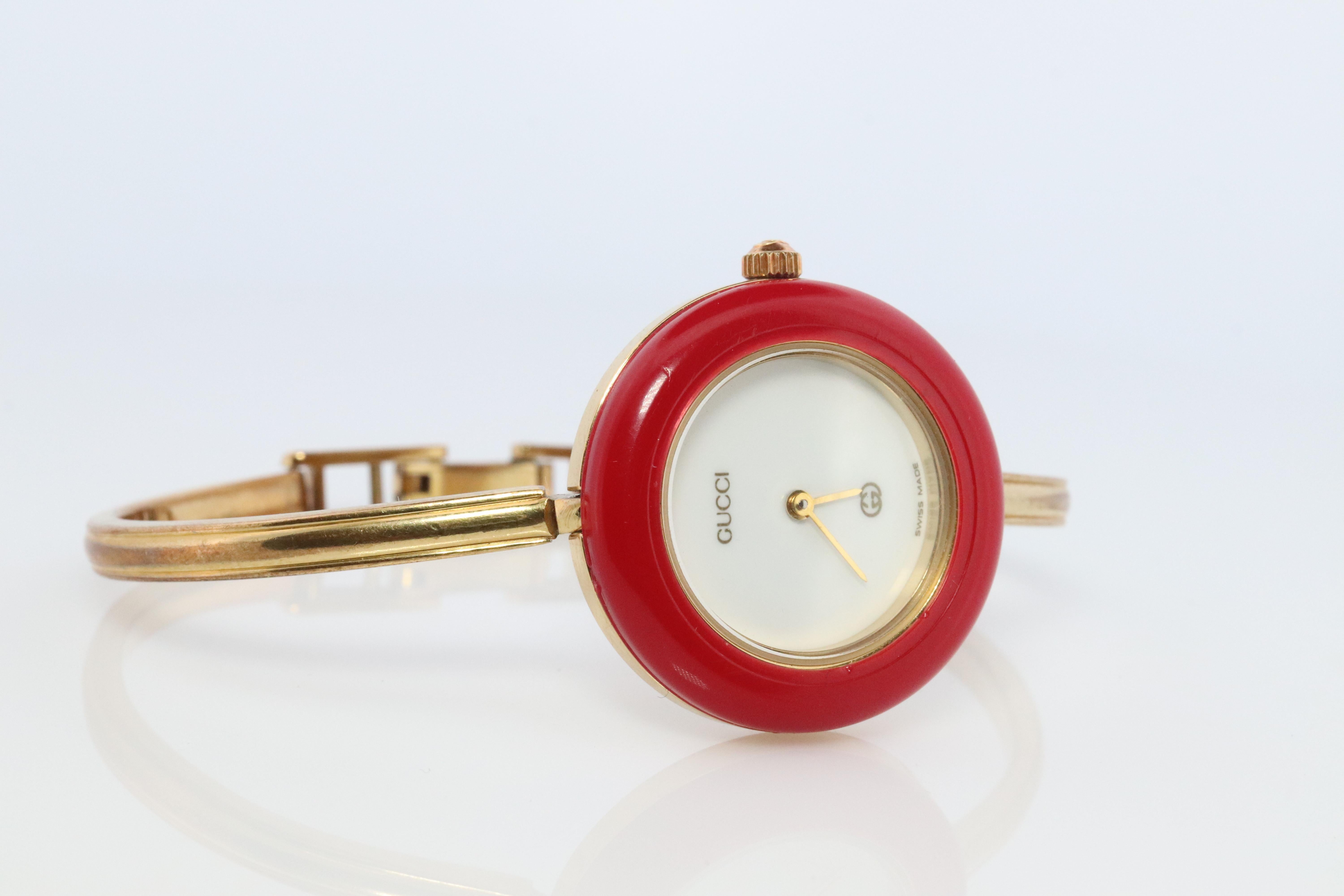 Vintage GUCCI Quarz 11/12, Vintage  Beobachten. Gucci Ladies Bangle Interchange Lünette Uhr (Moderne)