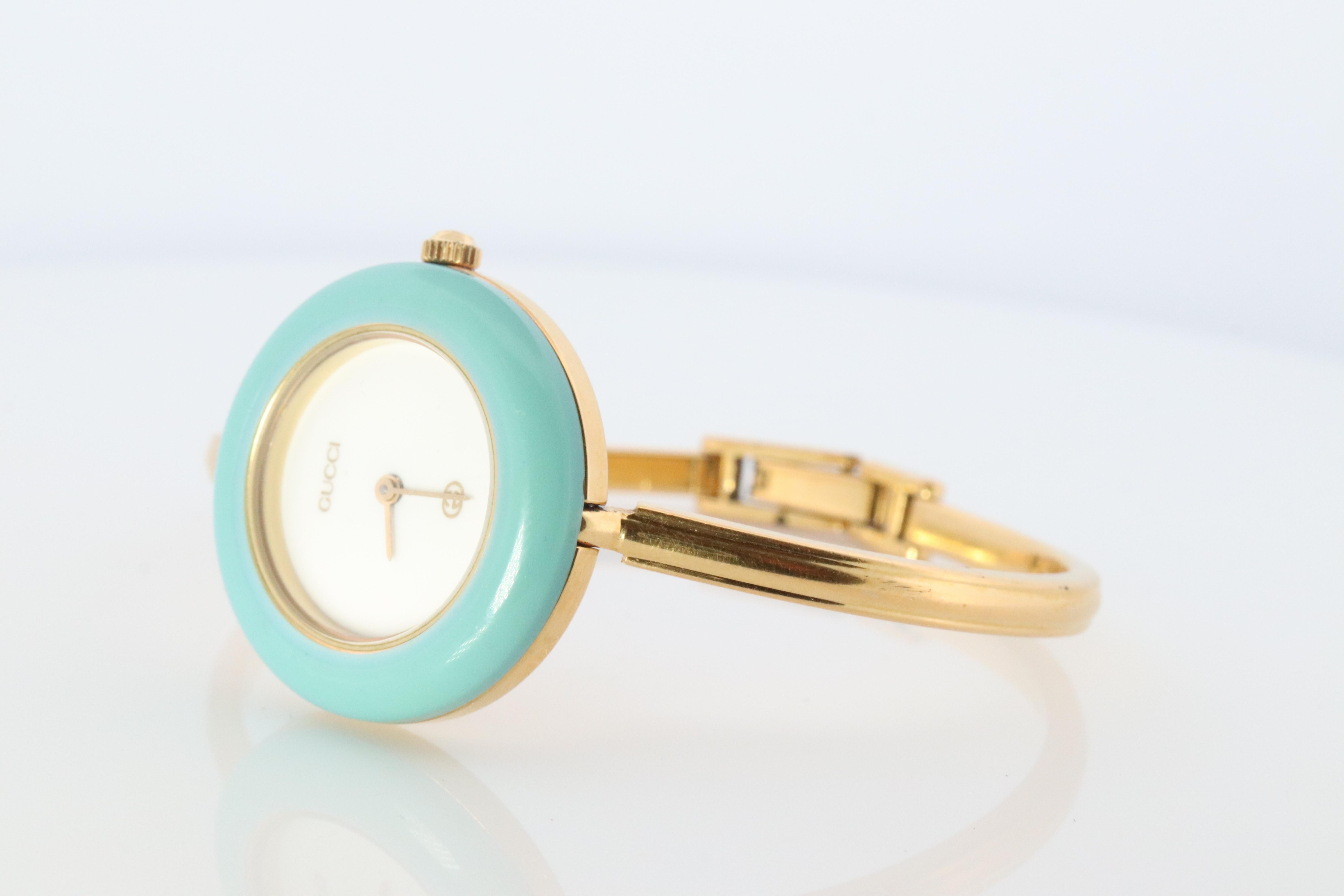 Women's Vintage GUCCI Quartz 11/12  Watch. Gucci Ladies Bangle Interchange Bezel watch