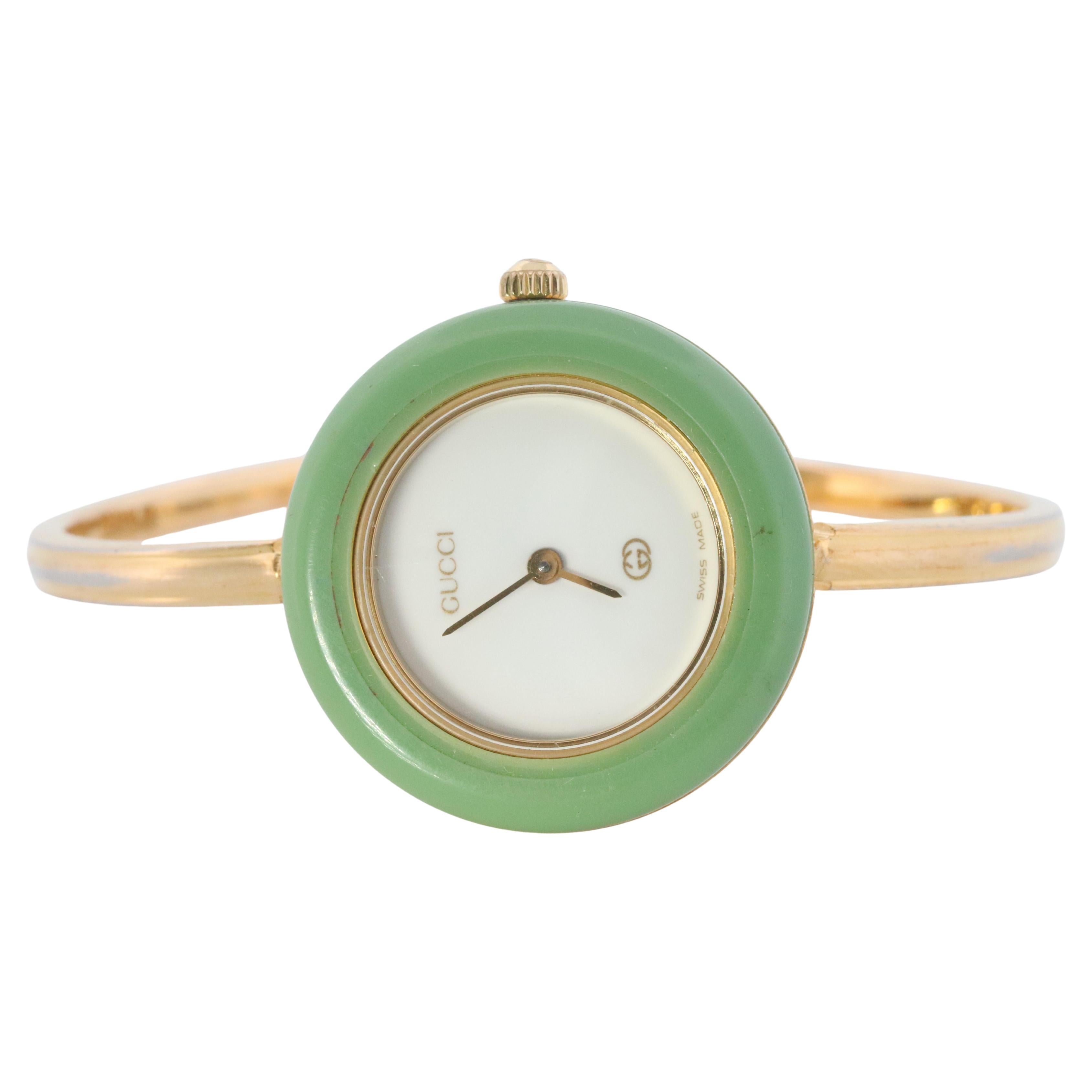 Gucci 1100 Interchangeable Bezel Bangle Quartz Watch Plated Gucci 1100 Interchangeable Bezel Bangle Quartz Watch Plated
