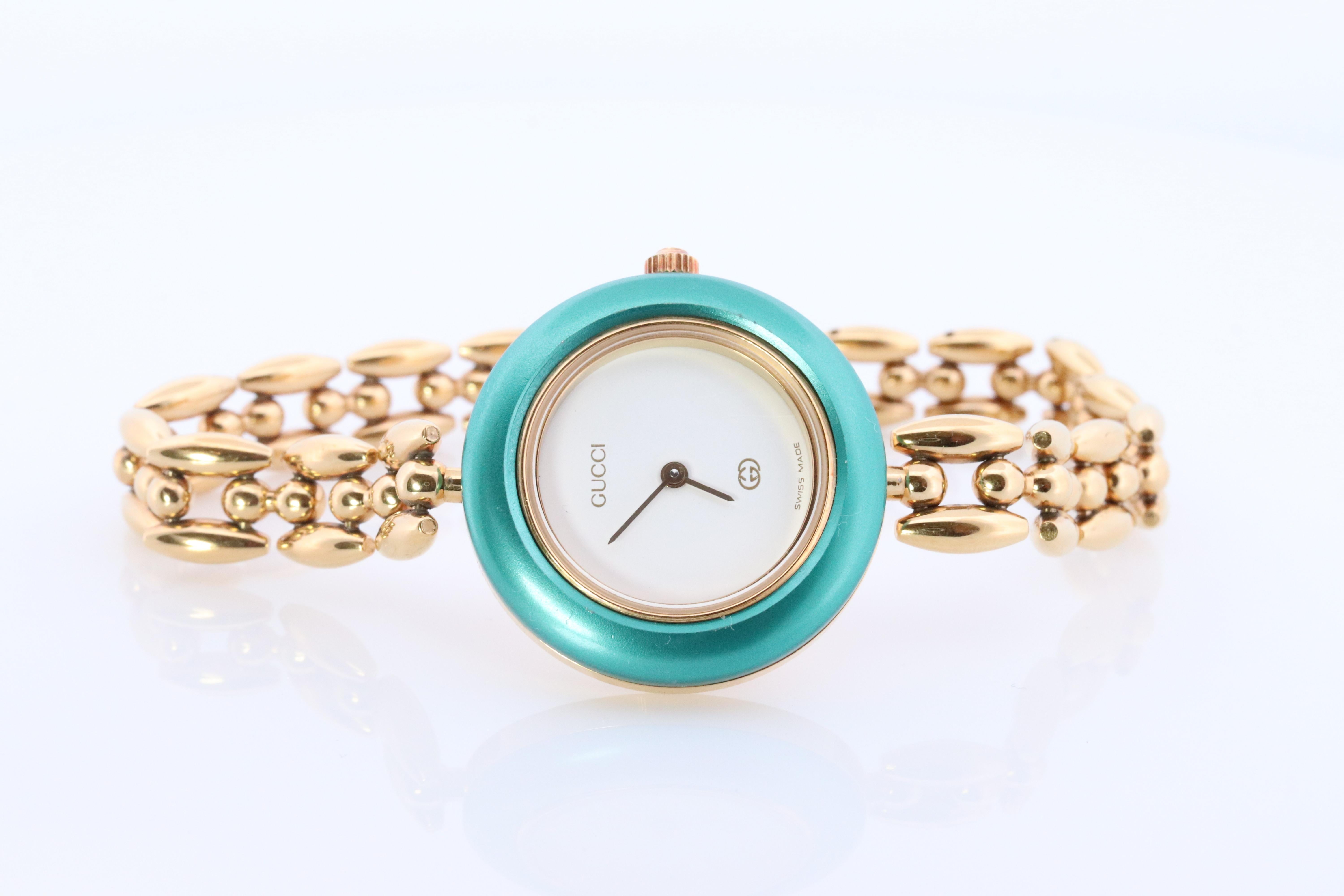 Vintage GUCCI Quarz 11/12 Uhr. Gucci Multiple BEZEL Damen Gold Armbanduhr 1
