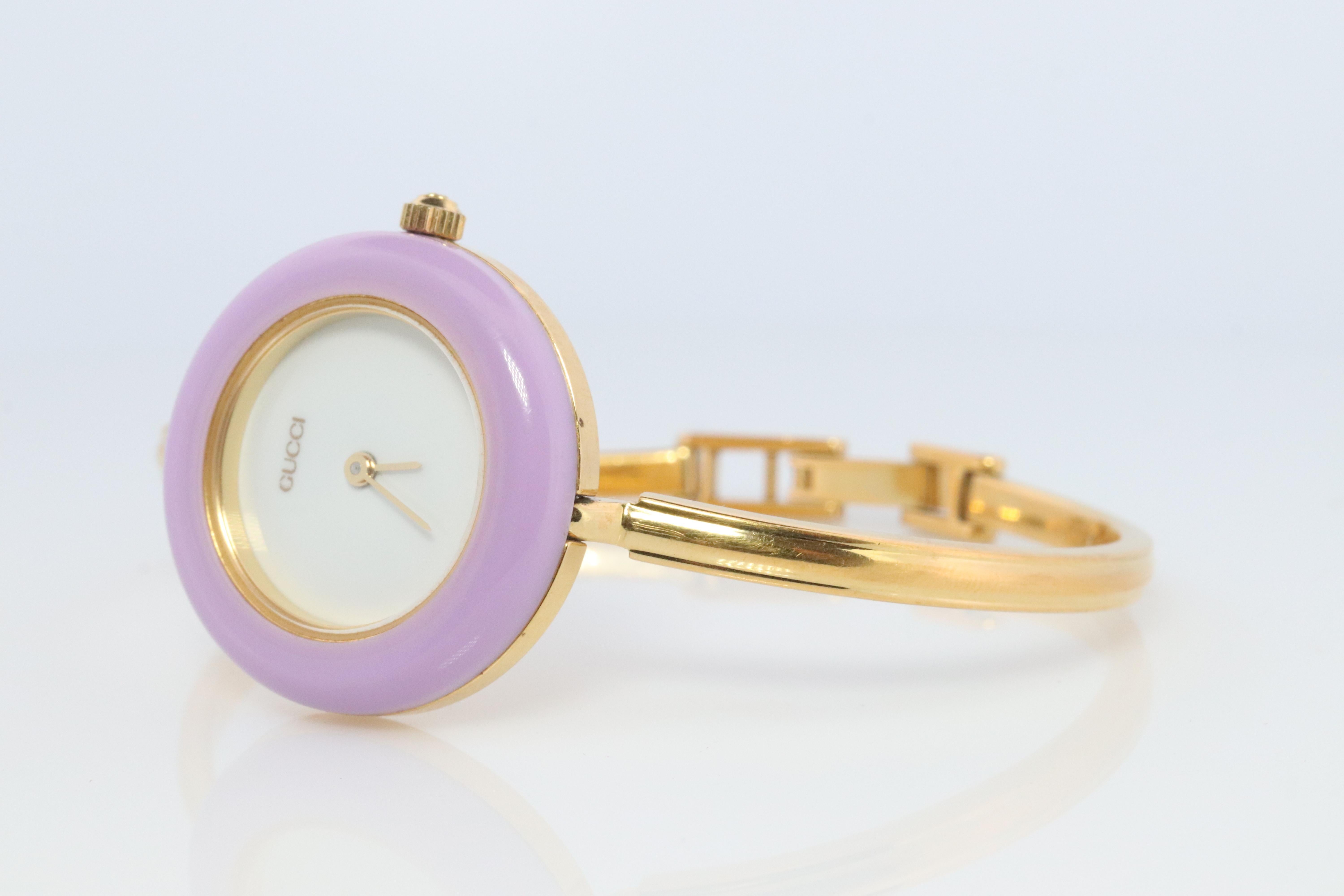Modern Vintage GUCCI Quartz 11/12.2  Watch. Gucci Ladies Bangle Interchange Bezel watch