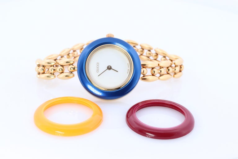 Vintage GUCCI Quartz 11 12.2 Watch. Gucci Multiple BEZEL Ladies Gold wristwatch For Sale at 1stDibs