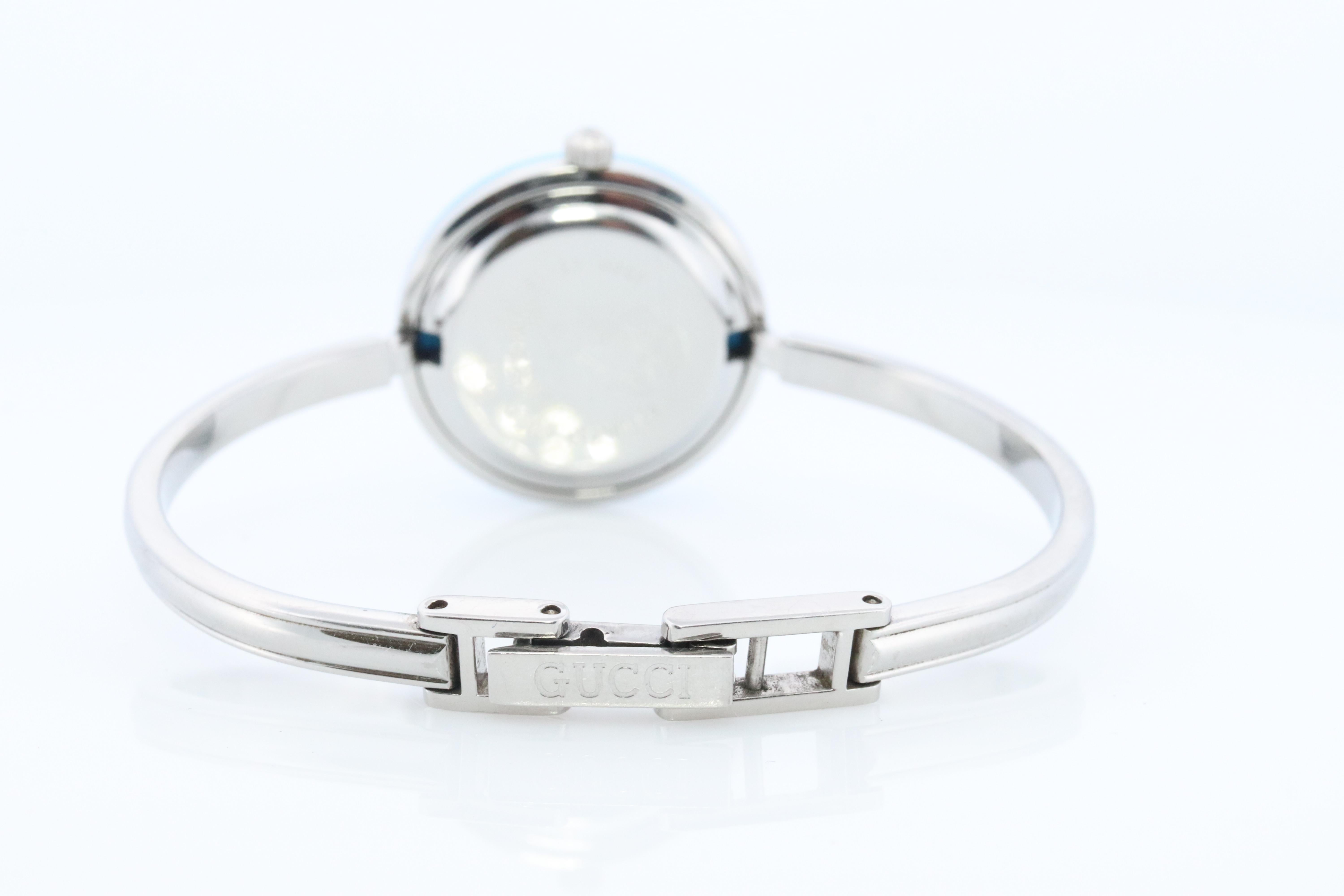 Vintage GUCCI Quarz 11/12.2L Uhr Bezels Gucci Damen Silber Armreif Armbanduhr, Vintage 1