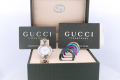 Vintage GUCCI Quartz 11/12.2L Watch. Gucci Ladies Silver Bezel Colors Wristwatch