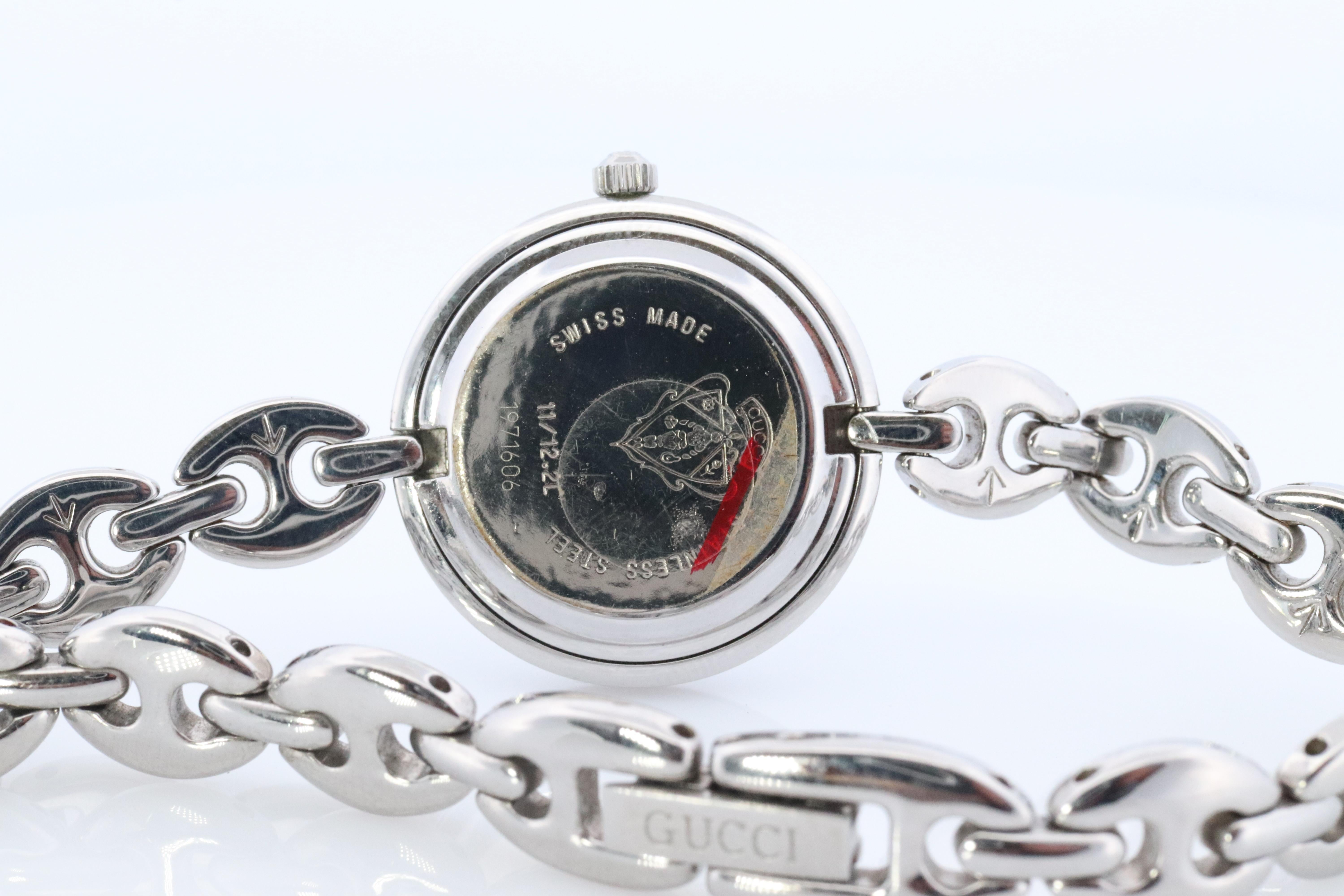 Vintage GUCCI Quarz 11/12.2L Uhr. Gucci Damen Silber Lünette Farben Armbanduhr 1