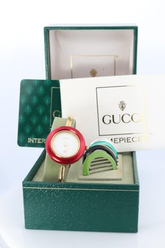 Vintage GUCCI Reloj de cuarzo 1100L Color Biseles Gucci Ladies Bangle reloj de pulsera