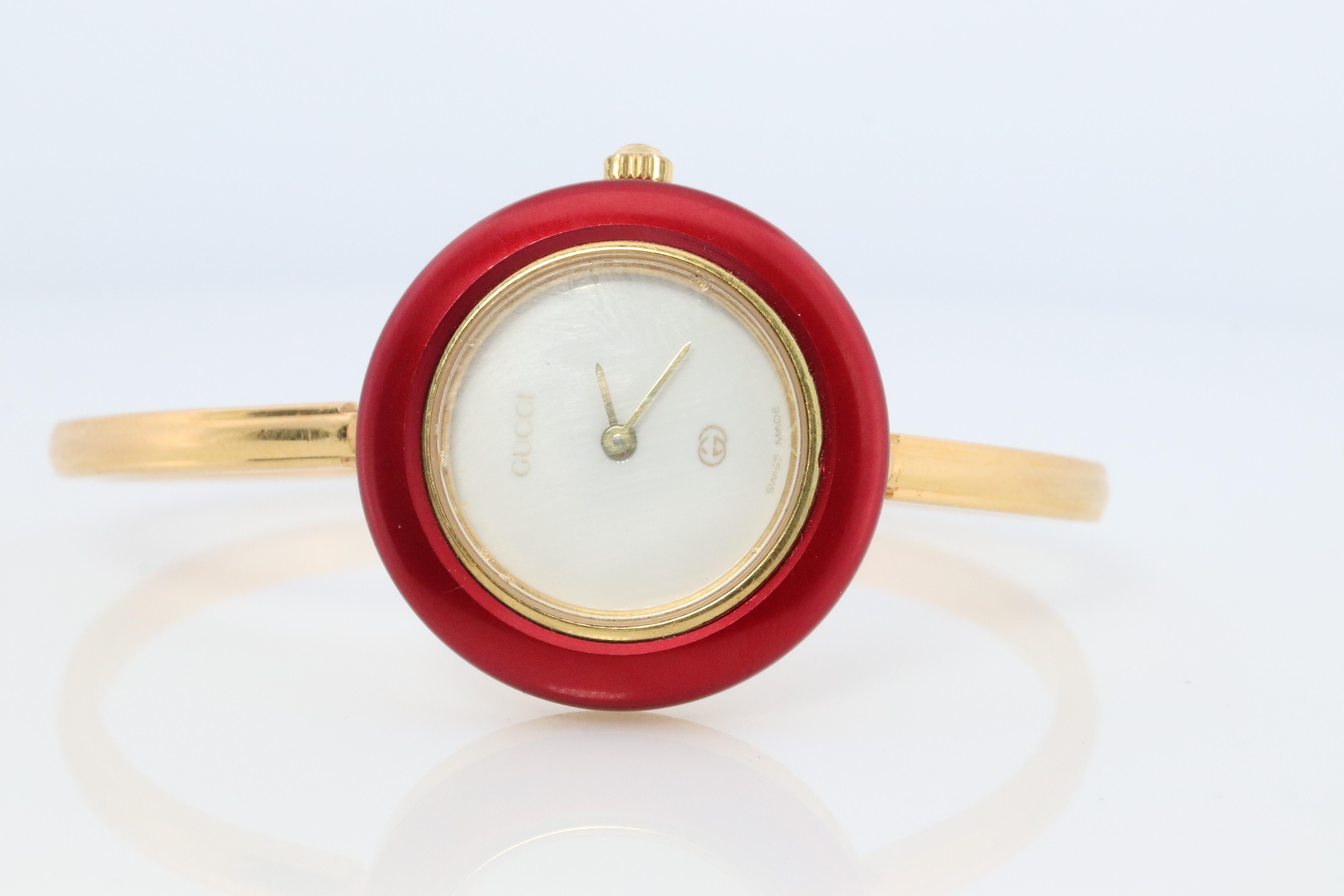 Vintage GUCCI Quarz 1100L Uhr Farbe Bezels Gucci Damen Armreif Armbanduhr, Vintage (Moderne)